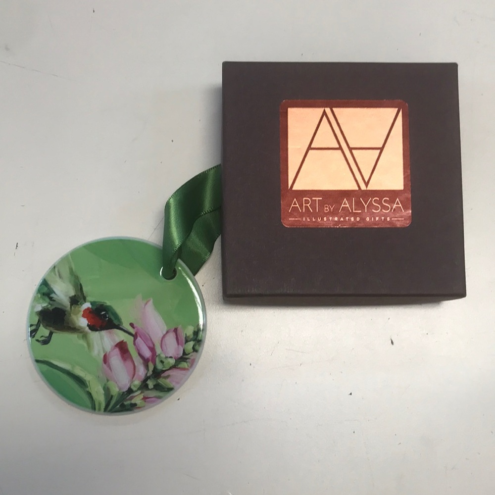 Double-sided Art‎ by Alyssa Porcelain Hummingbird Ornament (in box)